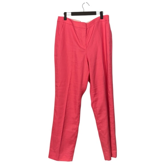 J. Crew Kate Linen Blend Straight Leg Pants Size 14 Tall Pink Office Vacation - Picture 5 of 11